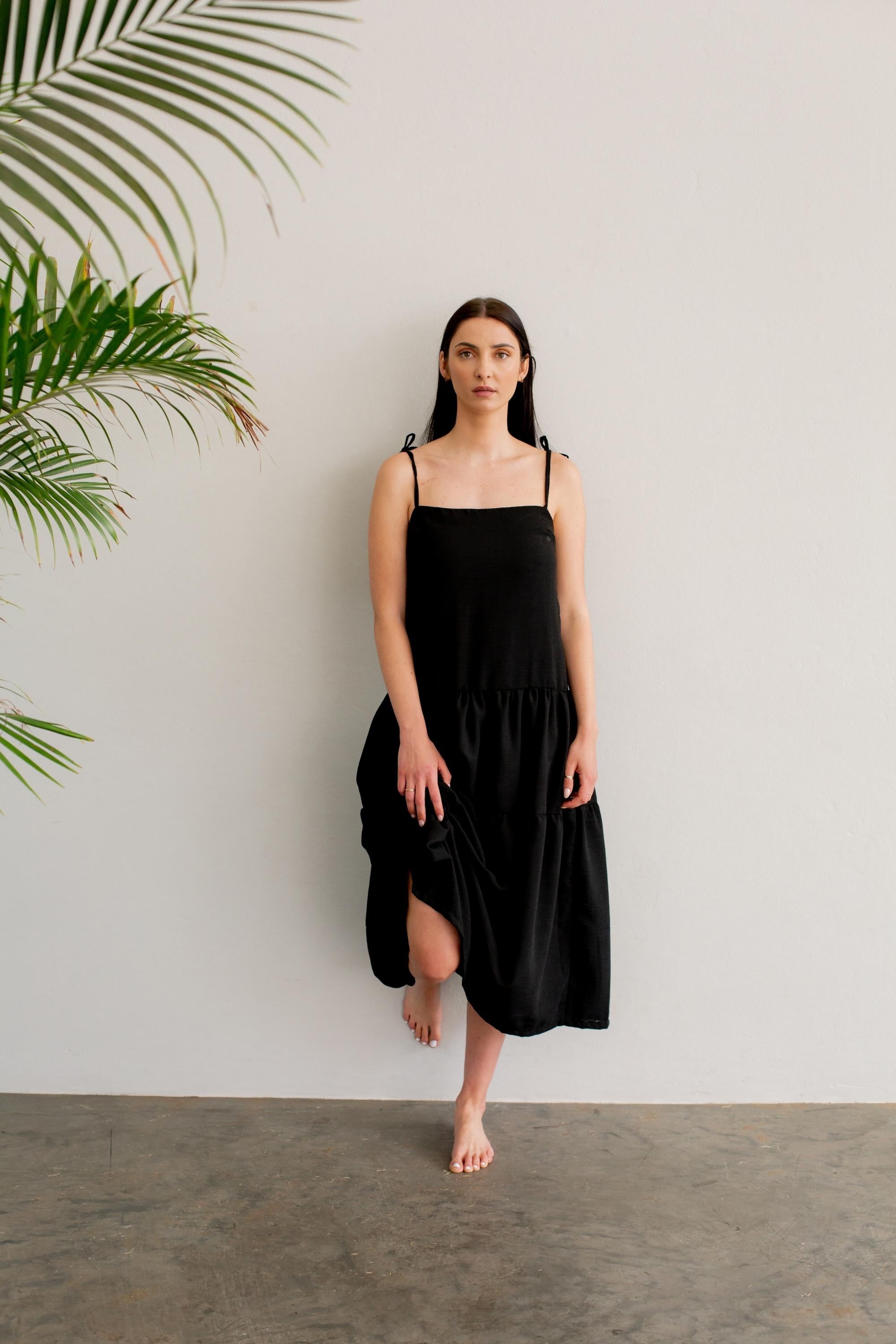 Tiered Cami Midi Dress in Modal-Cotton