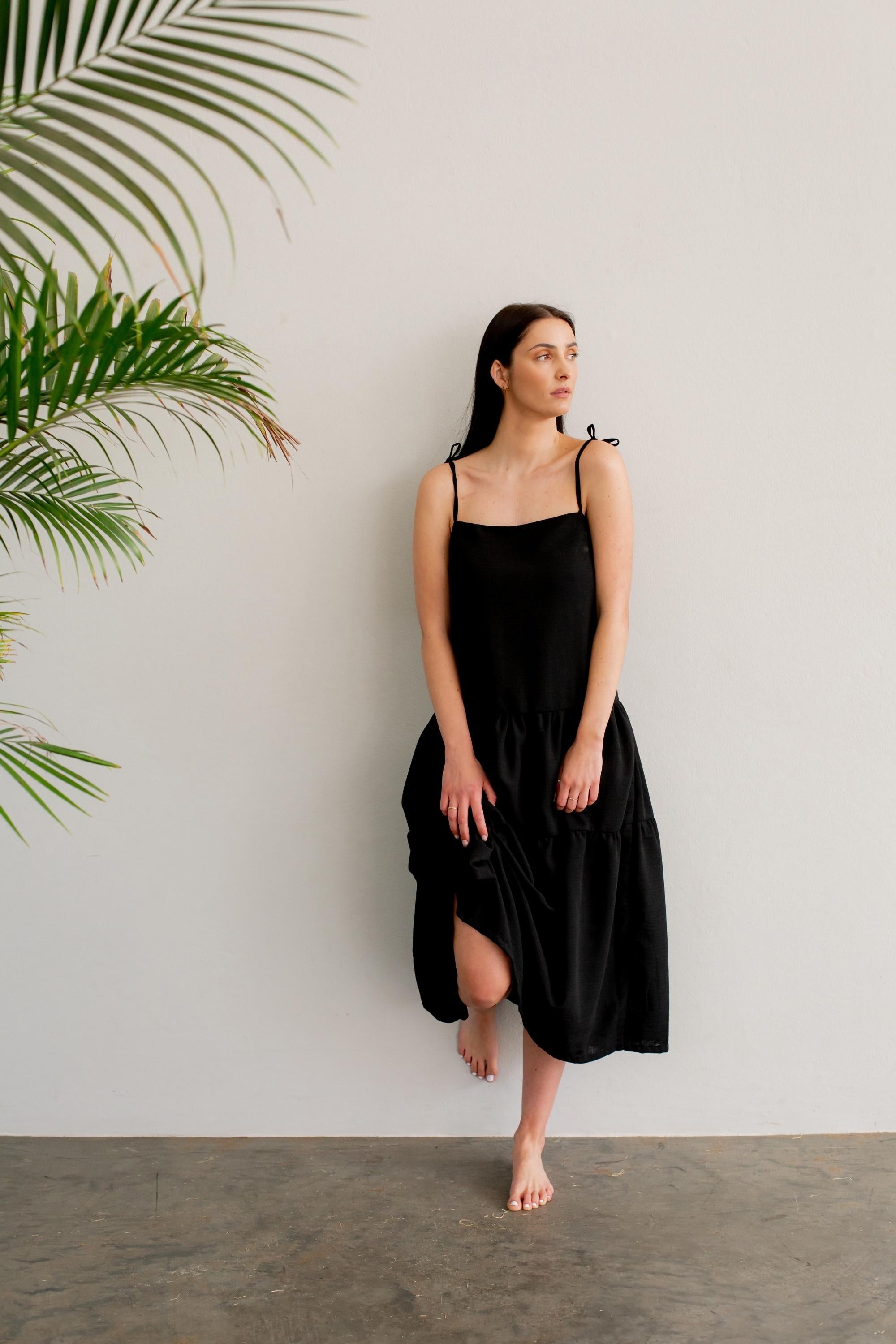 Tiered Cami Dress - Black – Burnt Summer